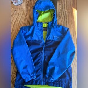 Eddie Bauer Blue and Lime Green Kids Hooded Jacket
